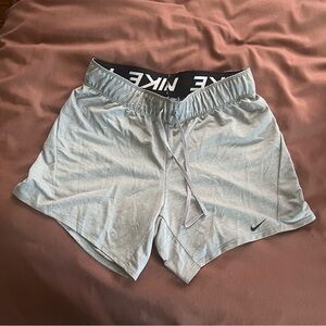 Nike Gray Women's Athletic Shorts with Black Branded Waistband